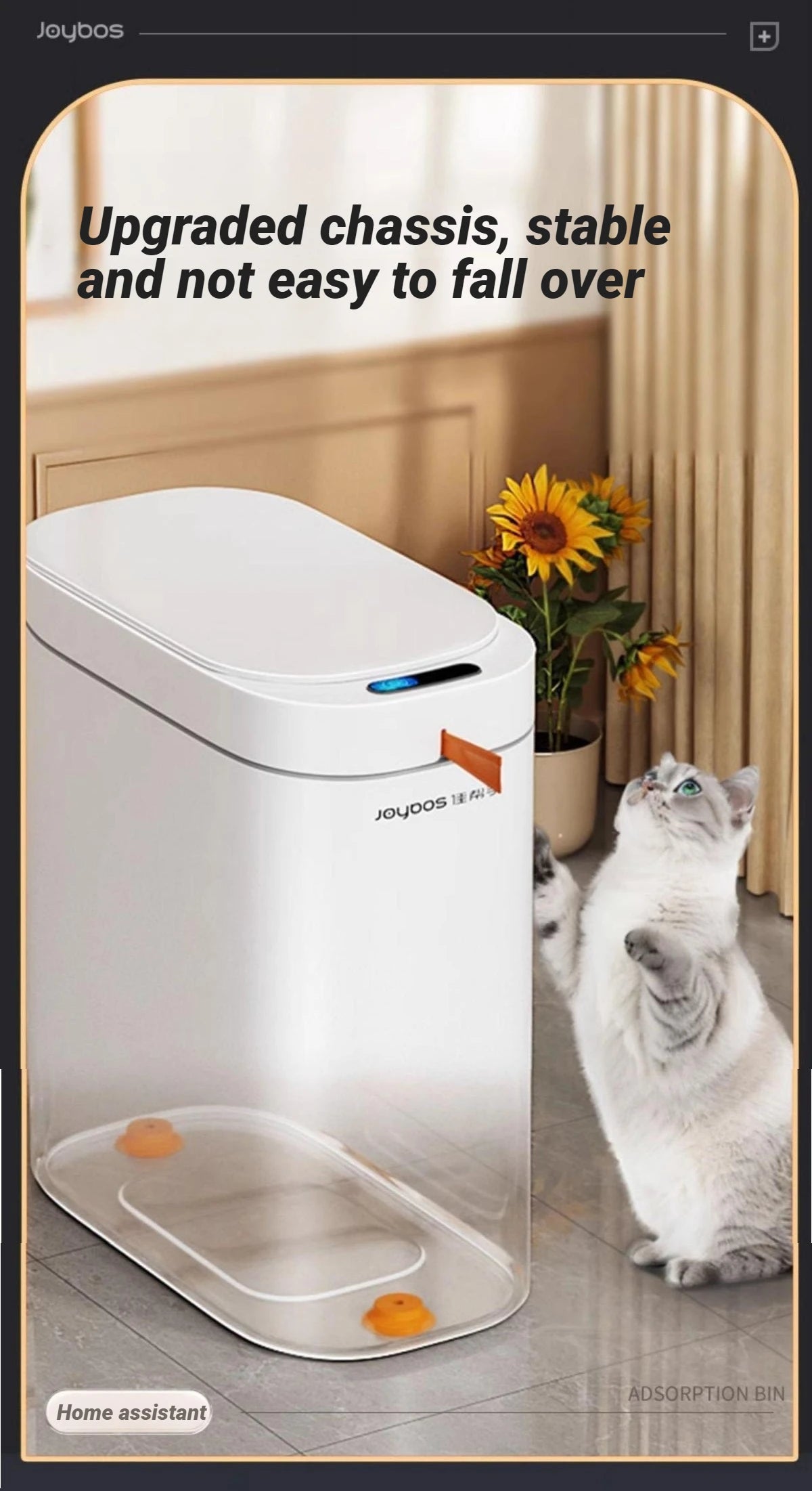 Bathroom Trash Can Hands-Free Automatic Bagging JOYBOS Smart Garbage Bin House With Lid Drawstring Bags Bathroom Toilet Office
