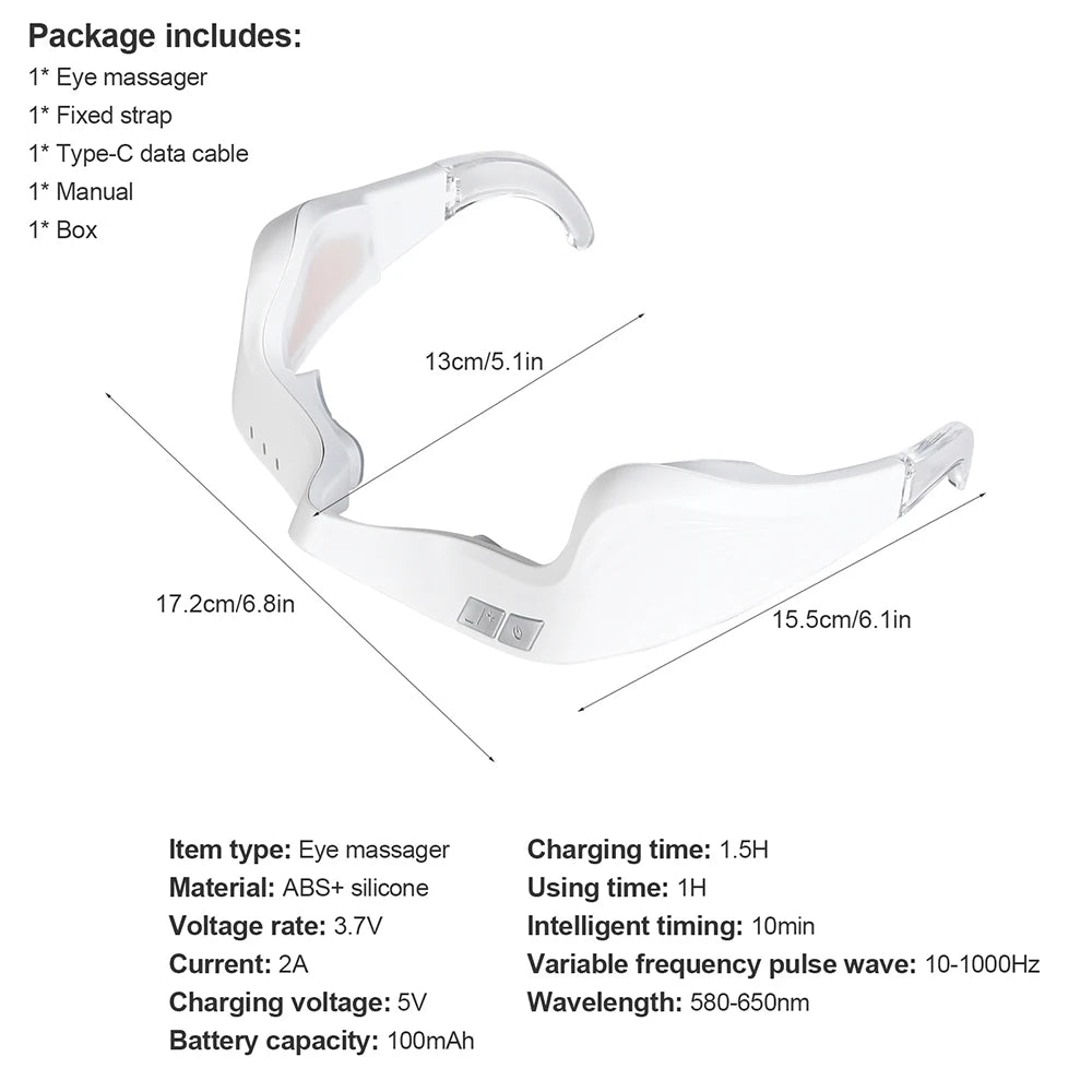 Under-Eye Glasses Massager Electric Eye Massager Eye Fatigue Relief Massager Red Light Relieves Eye Fatigue Eyes Massage Glasses