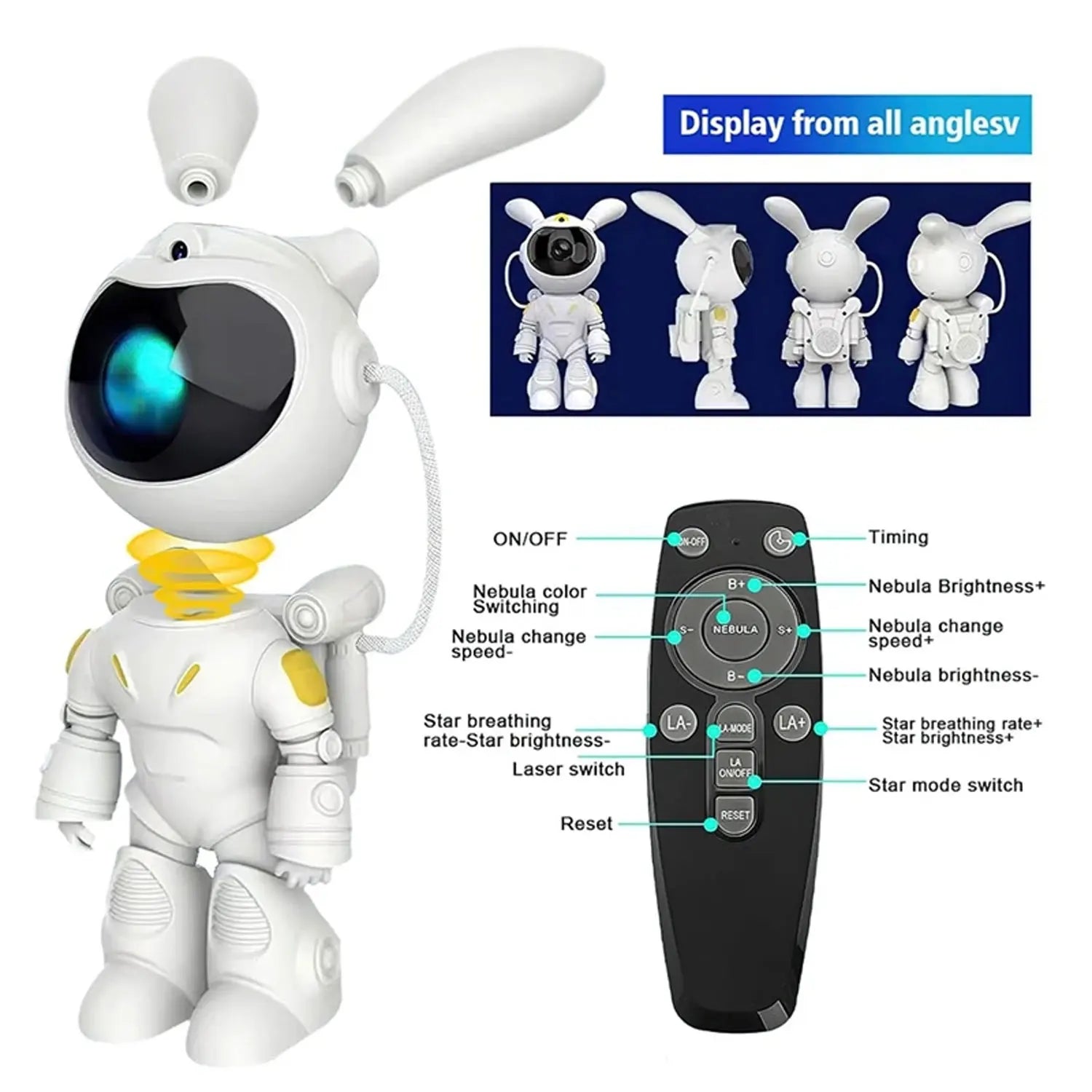 Space Rabbit Astronaut Projection Lights Full Of Stars Decorated Nightlights Children's Holiday Gifts