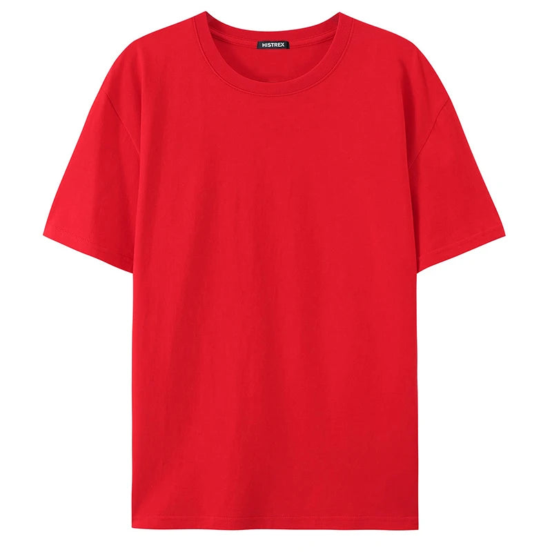 100% Cotton T shirt For Men Women,Short Sleeve Summer Plain Tops,Solid Casual Loose Tee Shirts,High Quality Clothing,7oz 200gsm