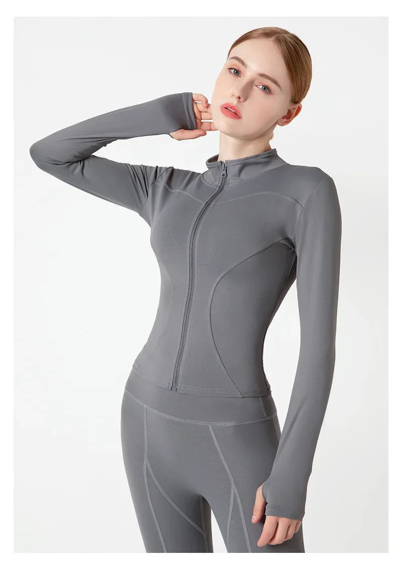 Jackets for Women Fit Coat Women Women Jacket Zippers Casual Wear Long Sleeve Tight Yoga Clothing Slimming Yoga Sports Jacket