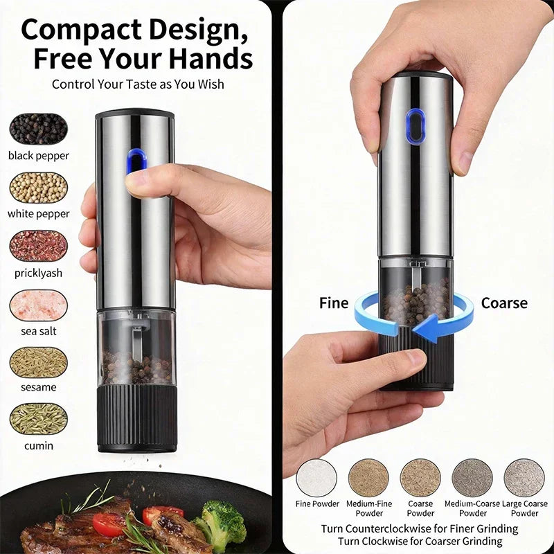 Electric Salt and Pepper Grinder Automatic Rechargeable Pepper Mill Shakers External Adjustable Coarseness Kitchen Appliances