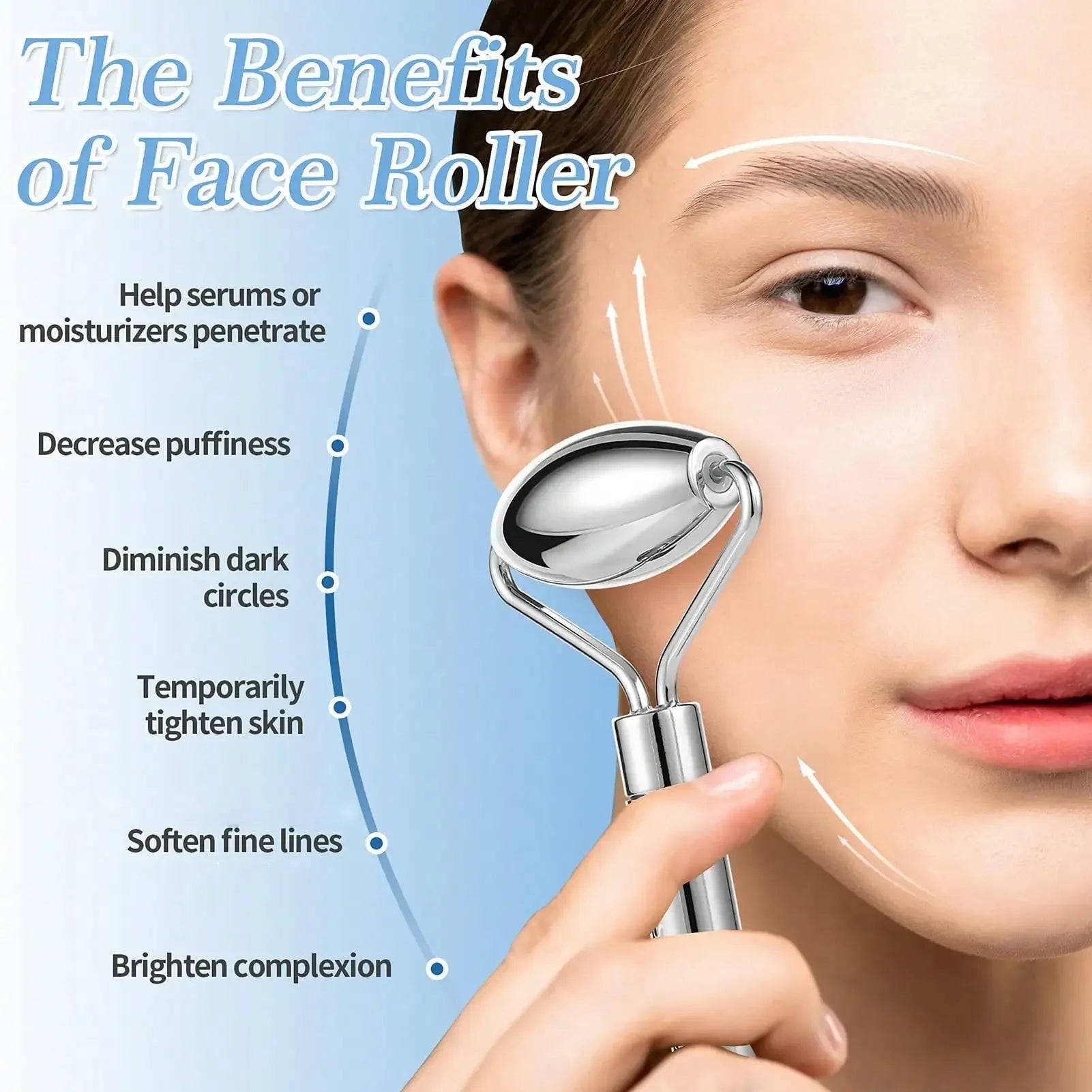 Ice Face Roller & Stainless Steel Gua Sha Tool Set, Facial Massager Ice Roller Skin Care Tool Beauty Set Lifting Contouring Tool