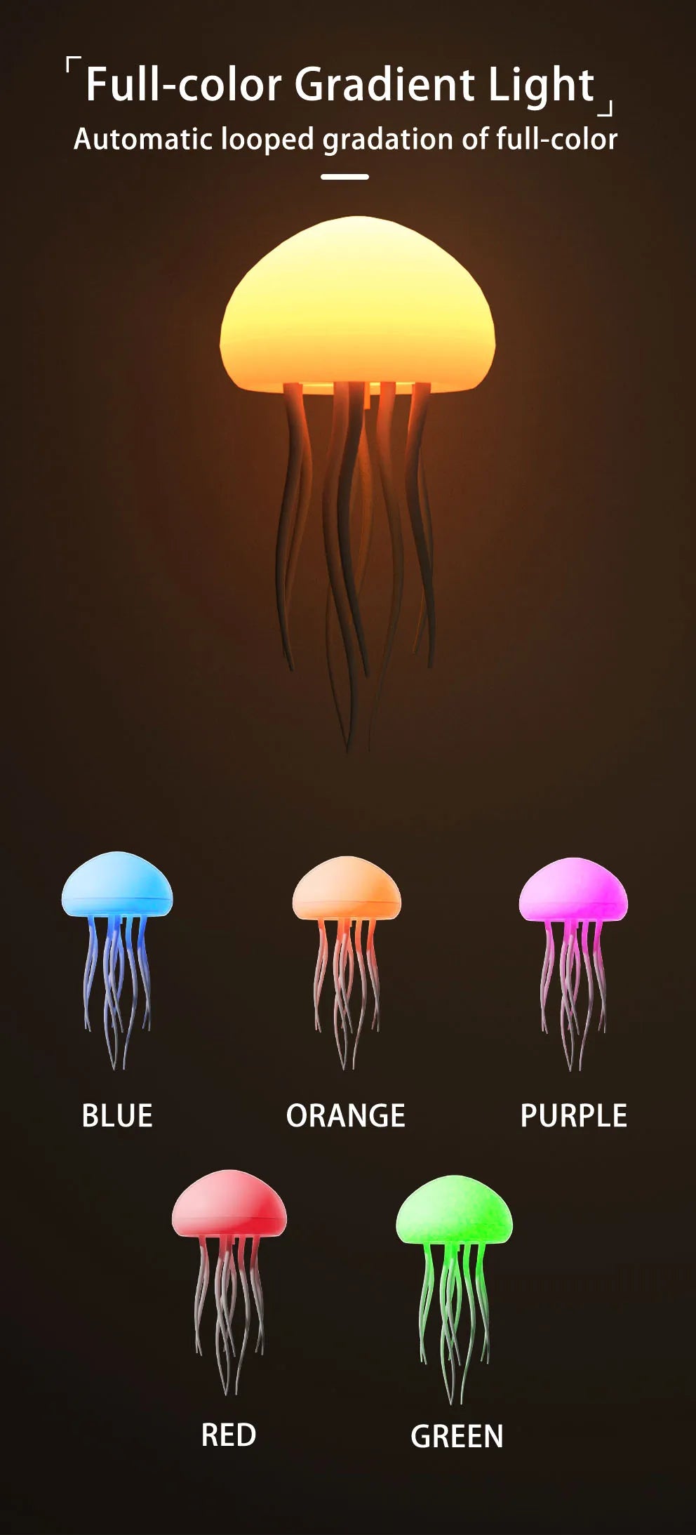 Jellyfish Pendant Lightings Voice Control Type-C Charging Creative Jellyfish Light Flexible Tentacles for Holiday Children Gifts