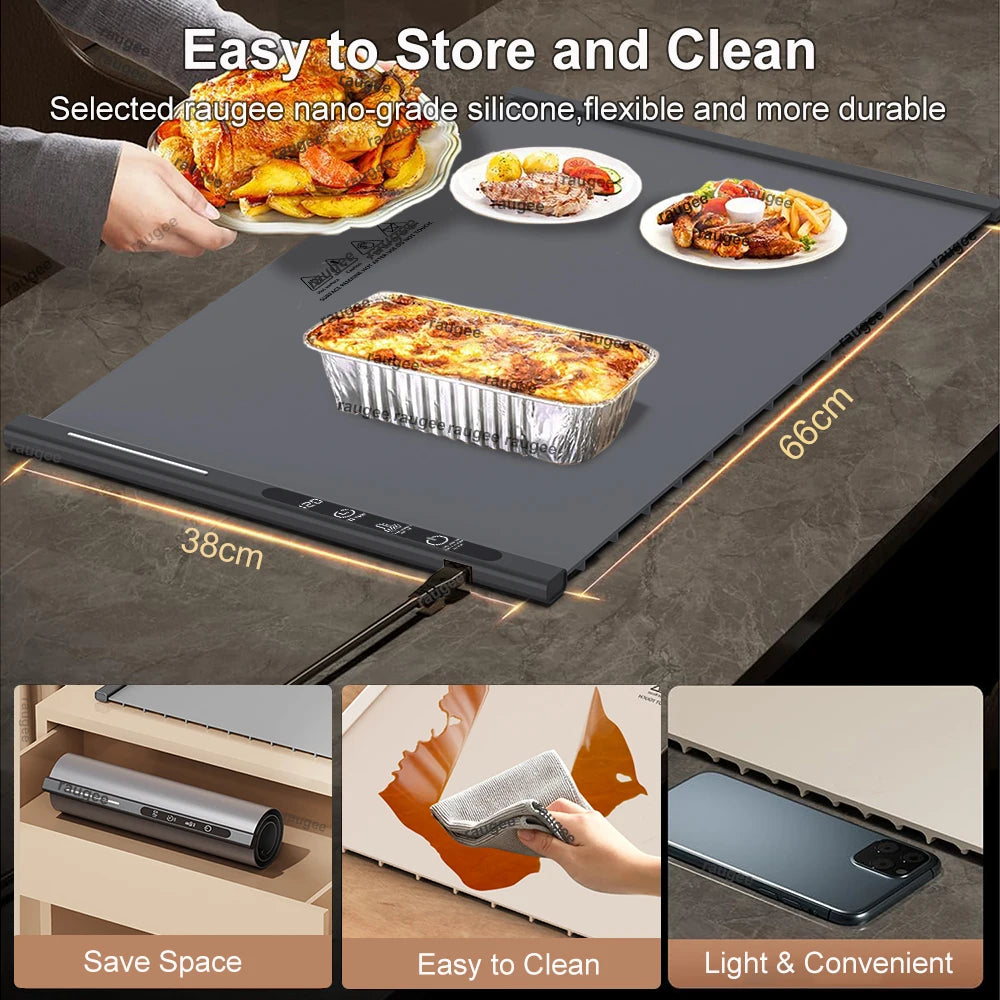 Food Warmer Electric Food Warmer Plate Electric Warming Tray for Food Fast Heating Food Warming Pad Foldable Food Warming Mat