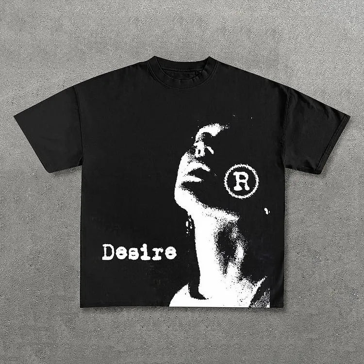 2026 Retro Style Printing Pure Cotton T-shirt Men Y2K Summer Short Sleeve Retro Loose T-shirt Street Wind Girl Blouse
