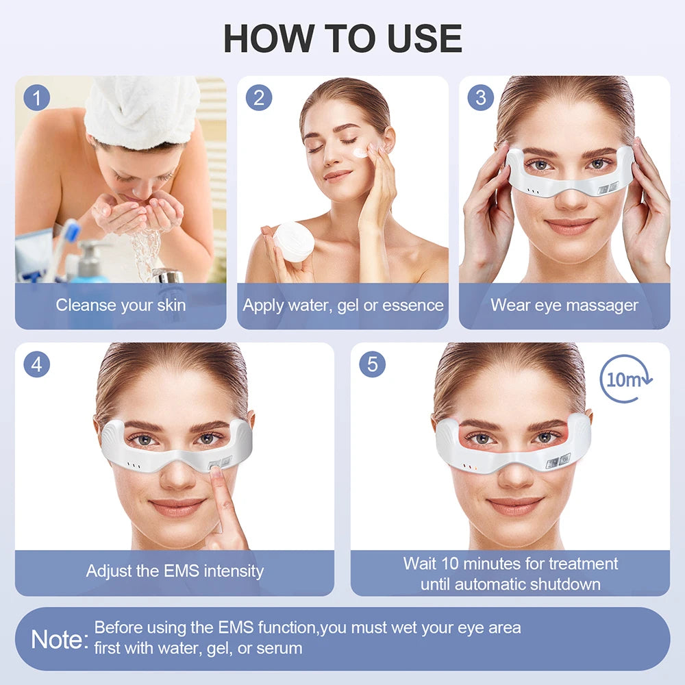 Under-Eye Glasses Massager Electric Eye Massager Eye Fatigue Relief Massager Red Light Relieves Eye Fatigue Eyes Massage Glasses