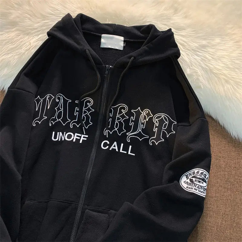 1Hoodies Women Retro Harajuku Hip Hop Jacket High Street Zip Up Hoodie Casual Loose Sweatshirt Clothes Y2K Tops oversized hoodie