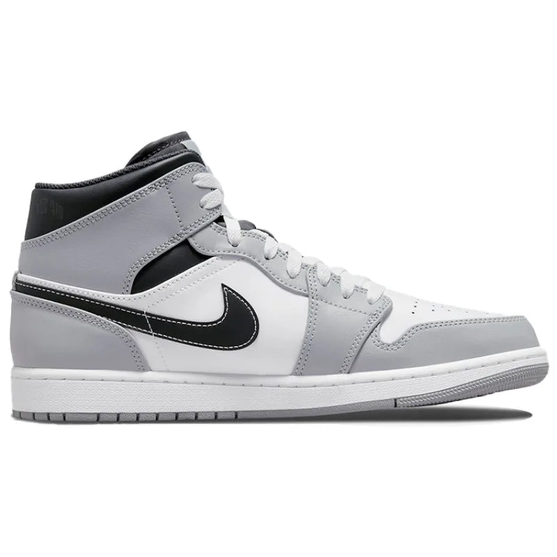 Jordan Air Jordan 1 Mid "Light Smoke Grey" Comfortable and Versatile Mid Top Retro Basketball Shoes for Men-554724-078
