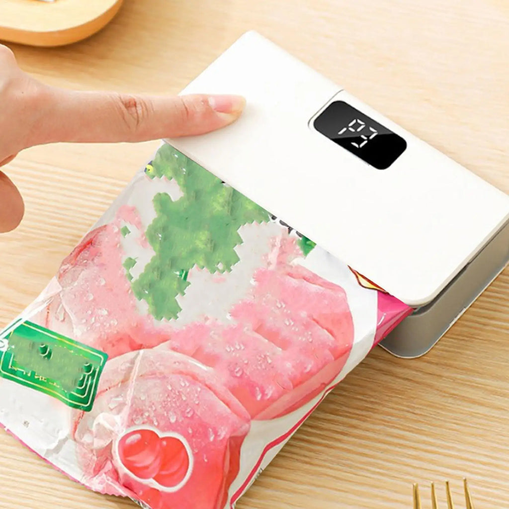 Rechargeable Bag Sealer Magnetic Chip Bag Sealer with Cutter Adjustable Temperature for Food Storage Snacks Sealing Machine