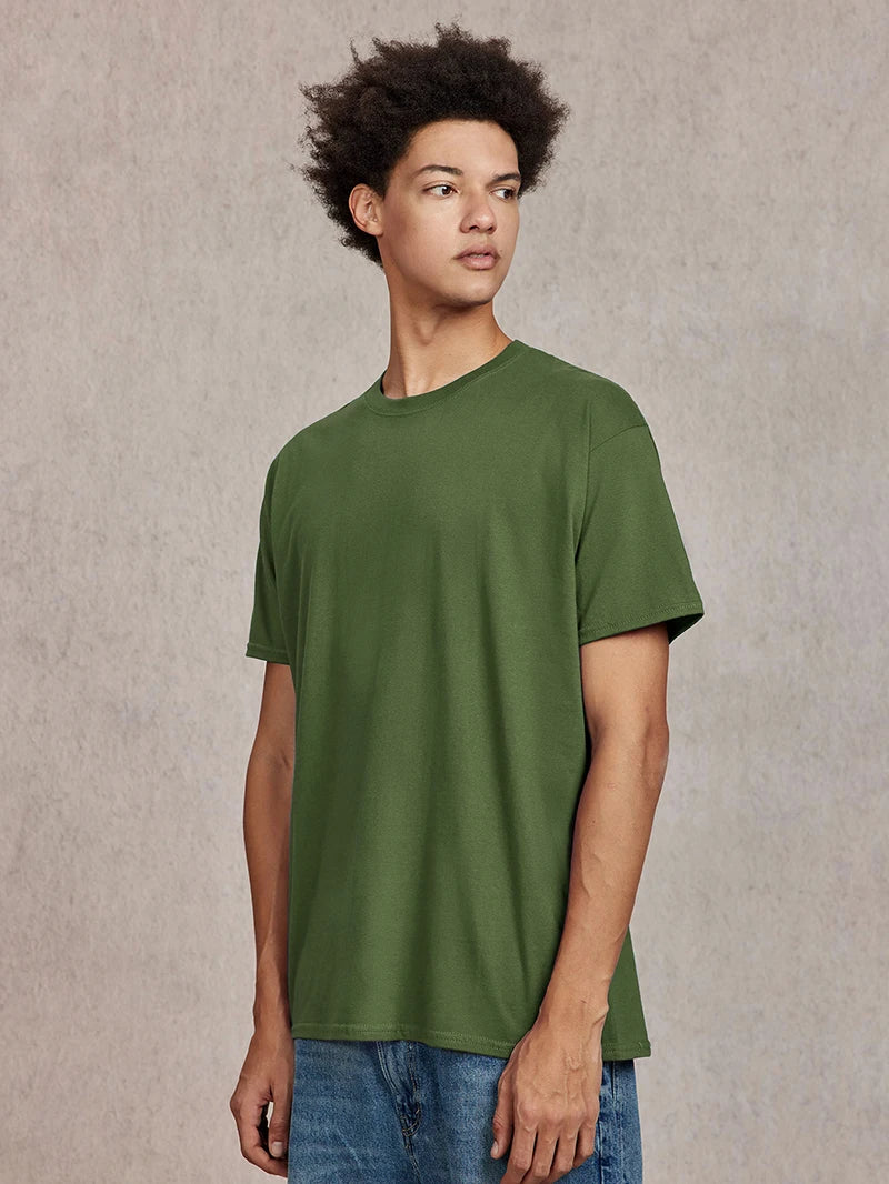 100% Cotton T shirt For Men Women,Short Sleeve Summer Plain Tops,Solid Casual Loose Tee Shirts,High Quality Clothing,7oz 200gsm