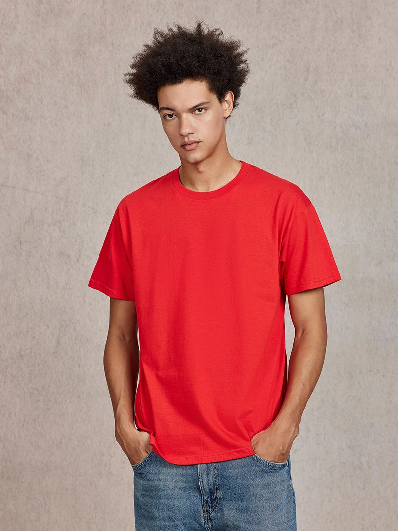 100% Cotton T shirt For Men Women,Short Sleeve Summer Plain Tops,Solid Casual Loose Tee Shirts,High Quality Clothing,7oz 200gsm