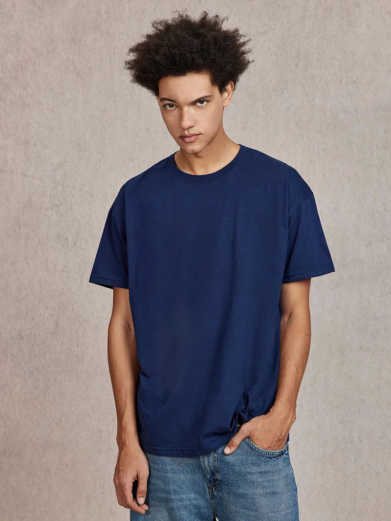 100% Cotton T shirt For Men Women,Short Sleeve Summer Plain Tops,Solid Casual Loose Tee Shirts,High Quality Clothing,7oz 200gsm