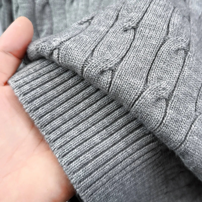 Heshi Brand Fashion American 2025 Vintage Stand Collar Zipper Embroidery Sweater Fried Dough Twists 3D Autumn Winter Knitwear