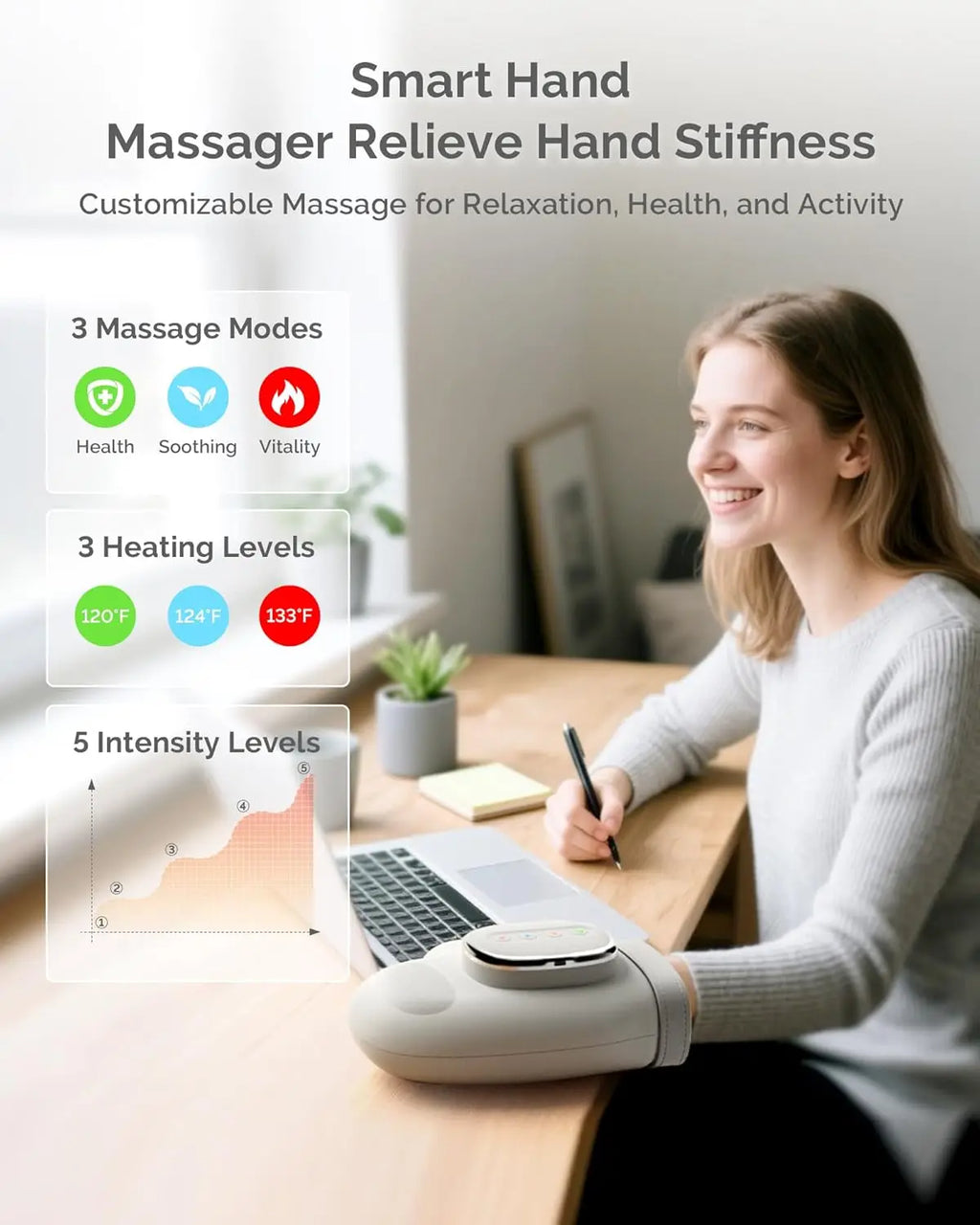Hand Massager with Airbag Compression Finger Wrist Palm Massage Machine Vibration Glove for Hand Muscle Relax Gift for Men Women