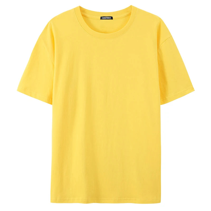 100% Cotton T shirt For Men Women,Short Sleeve Summer Plain Tops,Solid Casual Loose Tee Shirts,High Quality Clothing,7oz 200gsm