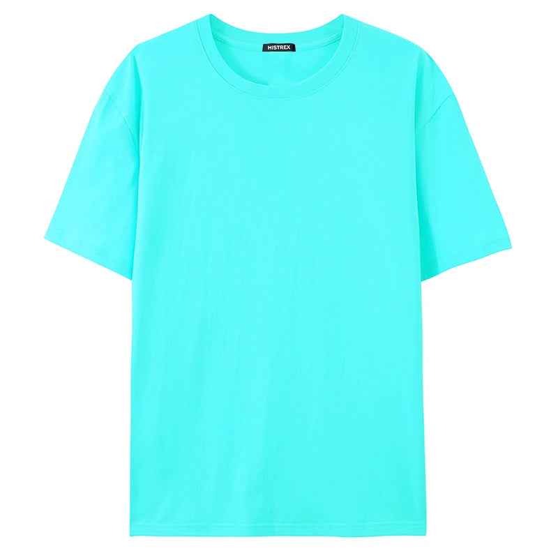 100% Cotton T shirt For Men Women,Short Sleeve Summer Plain Tops,Solid Casual Loose Tee Shirts,High Quality Clothing,7oz 200gsm