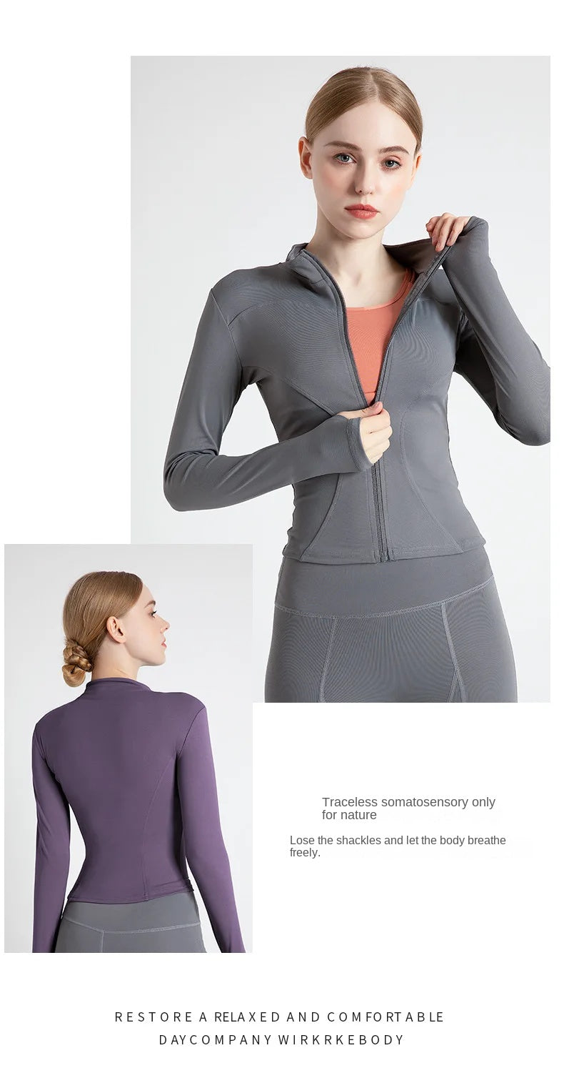 Jackets for Women Fit Coat Women Women Jacket Zippers Casual Wear Long Sleeve Tight Yoga Clothing Slimming Yoga Sports Jacket